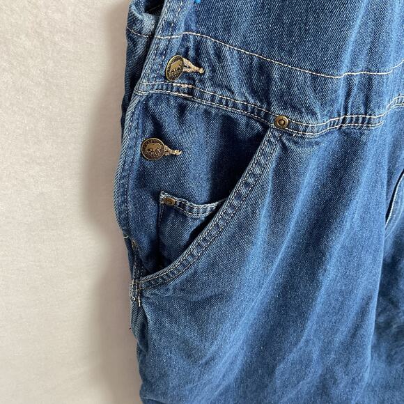 Berne Mens Pure Cotton Denim Bib Overalls Workwear Medium Wash 48 x 32 - Picture 6 of 10